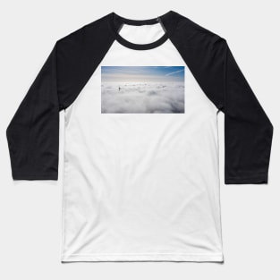Wind farms sticking out above the clouds Baseball T-Shirt